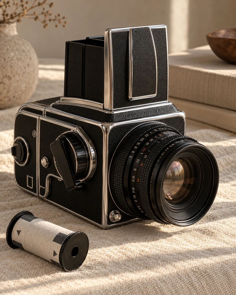 AI-generated thematic camera editorial artwork; not verification of a historical model