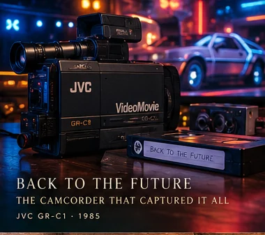 AI-generated editorial illustration linked to Back to the Future; not original documentary image or authenticated hardware photo